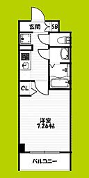 COCO-SURFRIDER 3階1Kの間取り