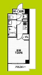 COCO-SURFRIDER 4階1Kの間取り