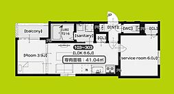 SAKURA RIVER 3階1SLDKの間取り