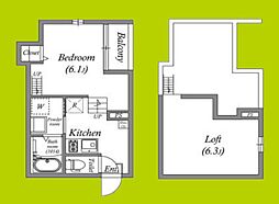 スカイフラット姫島 1階ワンルームの間取り