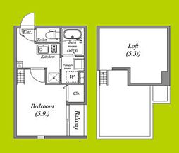 スカイフラット姫島 2階ワンルームの間取り