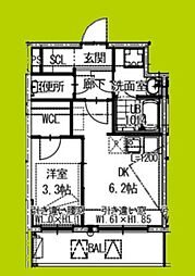 ARCA堺綾之町 9階1DKの間取り