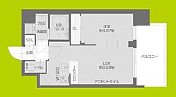 プレジオ塚本ASIAN 1LDKの間取図画像