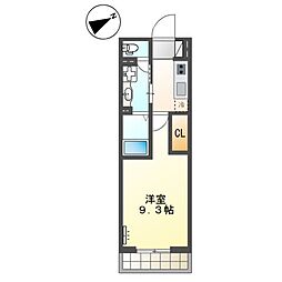 グランディール 1Kの間取図画像