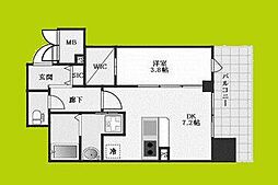 la Waison NAMBA west 1DKの間取図画像