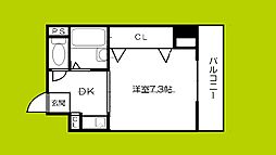 メロディーハイム美章園 1Kの間取図画像