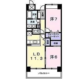 メルヴェイユー山本 2LDKの間取図画像