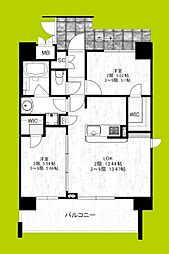 F-Crest Shin-Osaka 2LDKの間取図画像