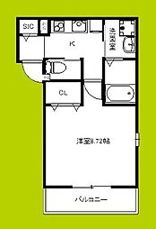KTIレジデンス若江岩田II 1Kの間取図画像