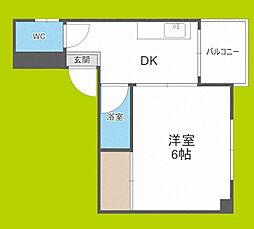 サンシャイン東住吉C棟 ワンルームの間取図画像