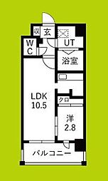 ワールドアイ大阪フェリーチェ 1LDKの間取図画像