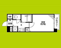 ユニーブル靭公園 1Kの間取図画像