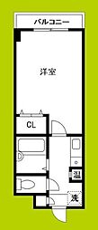 コレクション北巽 1Kの間取図画像