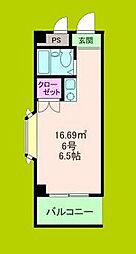 明和ハイツ南江口 ワンルームの間取図画像