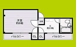 シルクロード勝山 1Kの間取図画像