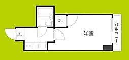 シティーアーク上町台 1Kの間取図画像