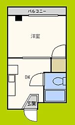 グランビルド蒲生 1DKの間取図画像