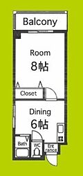 カーサAY 1DKの間取図画像