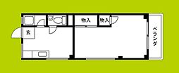 きくやマンション長居 2Kの間取図画像