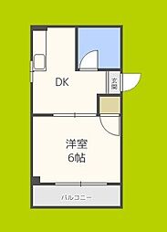 パークハイツ沢 1Kの間取図画像