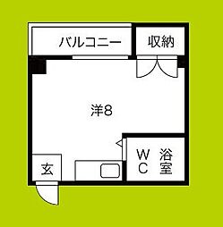 ロイヤル遠里小野 ワンルームの間取図画像