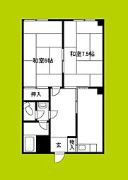 グローアメ村ビル 2DKの間取図画像