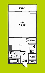 サンビル勝山北 1DKの間取図画像