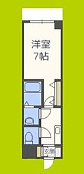 グランパシフィックナンバミナミ 1Kの間取図画像