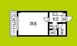 アベニューフロベール 1Kの間取図画像