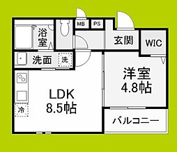 (仮称)フジパレス岸和田市藤井町二丁目 1LDKの間取図画像