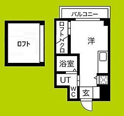 コーラルポワント難波WEST ワンルームの間取図画像