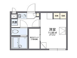 レオパレスリロード 1Kの間取図画像