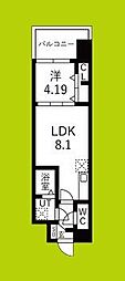ATLAS加賀屋 1LDKの間取図画像