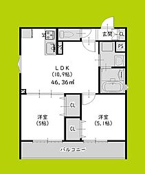 クリエオーレ打越町 2LDKの間取図画像