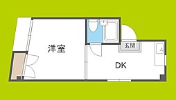 マンションコスモ3 1DKの間取図画像
