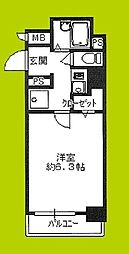 クレール上本町 1Kの間取図画像