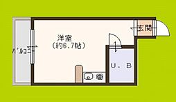 アッシュコート夕凪 ワンルームの間取図画像