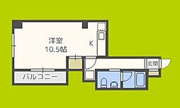 パラード天王寺 ワンルームの間取図画像