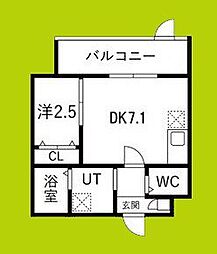 堺市堺区大浜北町2丁マンション 1DKの間取図画像