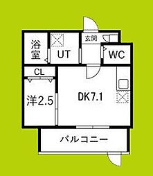 堺市堺区大浜北町2丁マンション 1DKの間取図画像
