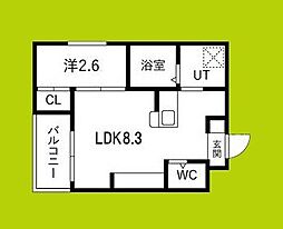 富田林市若松町5丁目アパート 1LDKの間取図画像