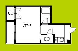 平野ビレッジパート1 1Kの間取図画像