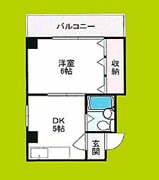 ビックヒル上町 1DKの間取図画像