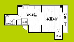 エクセルハイツ中野 1DKの間取図画像