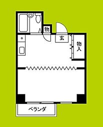 クローバーハイツマキノ ワンルームの間取図画像