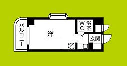 朝日プラザ桃谷パサージュ ワンルームの間取図画像