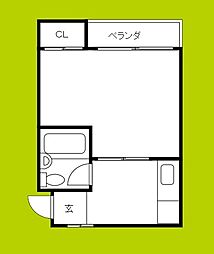 トクマスマンション 1Kの間取図画像