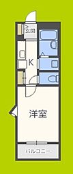 グランベイ豊新 1Kの間取図画像
