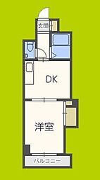 ノルデンハイム新北野 1DKの間取図画像