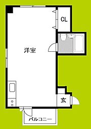 ウエストヒルズ幸紀 ワンルームの間取図画像